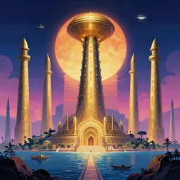 ancient atlantis, retrowave epic art, trending on art station