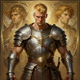 symmetry! portrait of barbarian, short blond hair, d & d, muscular!! angry, armour, fantasy, intricate, elegant, highly detailed, digital painting, artstation, concept art, smooth, sharp focus, illustration, art by artgerm and greg rutkowski and alphonse mucha