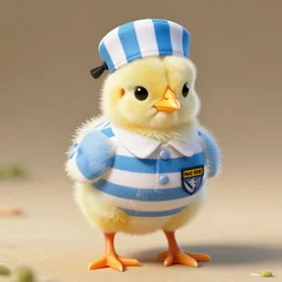 cute newborn chick dressed as an inmate
