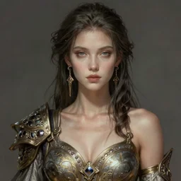 portrait of a sexy post apocalyptic female, upper body, D&D, fantasy, intricate, elegant, highly detailed, digital painting, artstation, concept art, smooth, sharp focus, illustration, art by artgerm and greg rutkowski and alphonse mucha