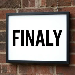 a sign that says FINALLY