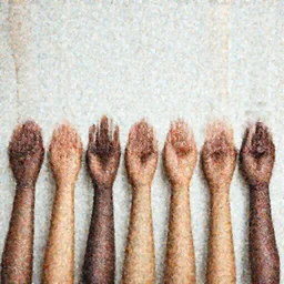 a row of hands from different races in various positions and poses