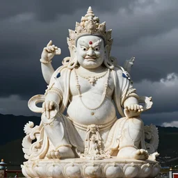 white marble statue of a tibetan wrathfuk deity