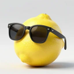 Poly Render Of A Lemon With Sunglasses, Photorealistic, 4K