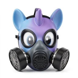 photo of a my little pony gas mask, product photo
