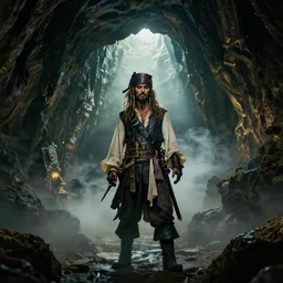 cinematic shot inside a large pirates cavern, light fog, trending on artstation, ambient light, 4 k, masterpiece