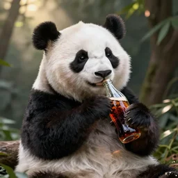 panda drinking coke