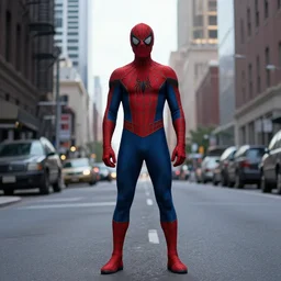 Walter White as Spider-Man, film still, wide-shot, full shot, cinematic lens, heroic portrait