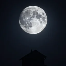 an scary scene of moon approach to sky, view angle from down