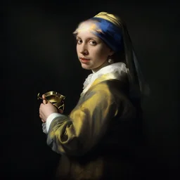 michael fassbender painted by jan vermeer, aristocratic pose, high contrast