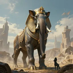 highly detailed portrait photo of a huge mûmakil-anubisath, in a scenic dystopian environment, hyperrealistic Illustration