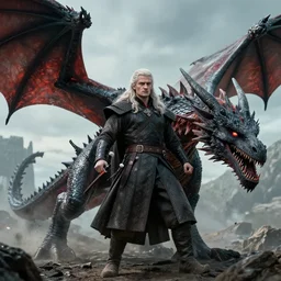 Jon snow slaying a dragon