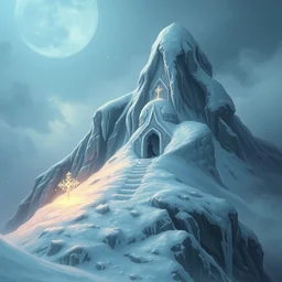 the mountain of the whispering winds is home to the winter warlock, a strange hermit of the north, who has lived alone in a ghostly palace of ice, practicing his strange spells and snowy incantations.