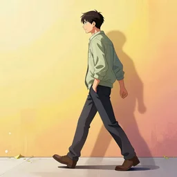 a vibrant scifi art scene of a man walking up a wall, manga - style art by francois schuiten, highly detailed, complex colored ink art, digitally enhanced.