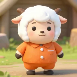 cute sheep wearing orange inmate clothes