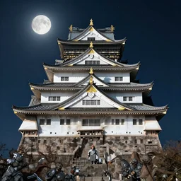 a hyper - realistic ultra - detailed kenchiku castle by takato yamamoto and giovanni paolo panini and kris kuksi and mandelbrot. subject in view, symmetrical composition f 1 1 : 6 volumetric lighting, dynamic light, moonlighting, dynamic lighting, starry background, micro details, 8 k, 3 d render, trending on artstation and cgsociety