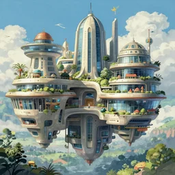 futuristic floating architecture, highly detailed, solarpunk, studio ghibli, jean - baptiste monge, octane render, 4 k