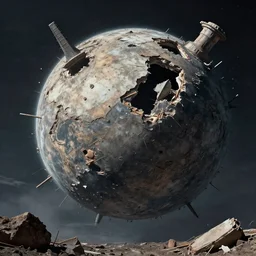 destroyed planet made by zdzisław beksinski, cinematic beautiful scene