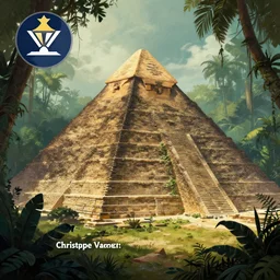 digital painting of a pyramid in the middle of a jungle, a detailed matte painting by christophe vacher, cgsociety contest winner, fantasy art, matte painting, matte drawing, concept art