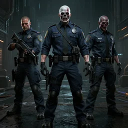metrocops from half - life 2 in matrix, digital art, very very creepy, dystopian, high quality render