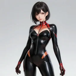 anime manga japanese girl posing in latex leotard, marvel style, concept art, fine details, by wenjun lin