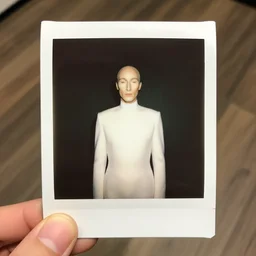 An instax still frame of the son of man by René Magritte from Prometheus movie and Alien movie featured in Vogue editorial fashion photography, haute couture dressed by Givenchy and Salvatore Ferragamo painted by Andrea Pozzo, in porcelain and metal and lush branch