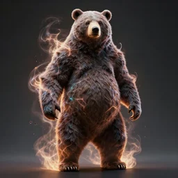 human body bear faced hybrid creature, character concept art, portrait, epic, trending on artstation, very detailed, 4 k, hd, dramtic lighting, flowing energy, by beeple