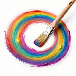 a paintbrush swirling rainbow paint in a wide elliptical pattern. trending on artstation