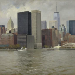 the sea flooding the entire city of modern new york. you can see the water entering buildings highly detailed painting by gaston bussiere, craig mullins, j. c. leyendecker
