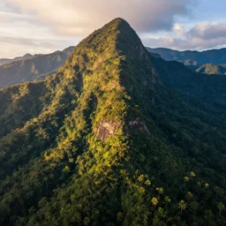 a professional photographic view picture of a mountain in the jungle ,photographic filter unreal engine 5 realistic hyperdetailed 8k ultradetail cinematic concept art volumetric lighting, fantasy artwork, very beautiful scenery, very realistic painting effect, hd, hdr, cinematic 4k wallpaper, 8k, ultra detailed, high resolution, artstation trending on artstation in the style of Albert Dros glowing rich colors powerful imagery nasa footage drone footage drone photography