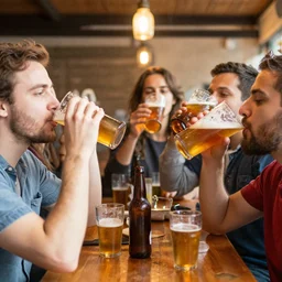 people drinking beer, having fun