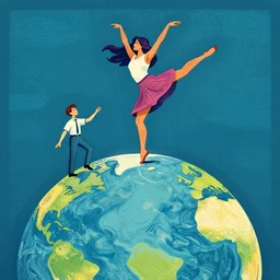 dancing on top of the world, art by rockwell kent and james o'barr, woodblock print, color, vector, vector art