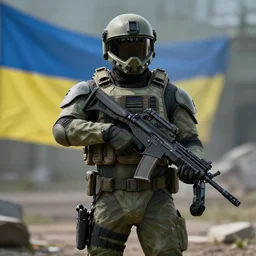 one render of ultra realistic 4 k wide shot of master chief in ukraine please