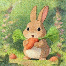 a wholesome cottagecore illistration of a happy rabbit eating a carrot in the garden, studio Ghibli, Pixar and Disney animation, sharp, Rendered in Redshift and Unreal Engine 5 by Greg Rutkowski, Bloom