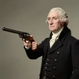 George Washington holding a revolver gun photograph