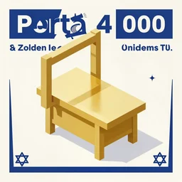 porta 4 0 0 golden isometric projection graphic design poster of a saw table inspired by zionism propaganda posters