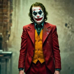 walter white wearing the joker suit, dripping paint