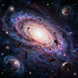 a hectic cosmic battlefield, epic, heroic, galaxies, nebulas, stars, digital art, 8K octane render