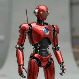 1 9 5 0 s retro - future robot android, forrest in background, muted colors, by jean baptiste monge, chrome red