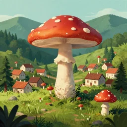 🍄🏘️🏞️🍄 , digital Art, Greg rutkowski, Trending cinematographic artstation