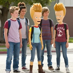 live action movie still of teenage actors in their roles as beavis and butthead