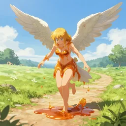 concept art | angel in heavy syrup marauding through a peaceful path, artstation / pixiv!!!