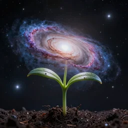 photo of a magical sprout of galaxies ,realistic, universe, 4k , hd ,