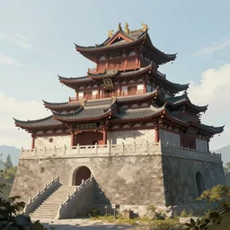 A beautiful, perfect, impressive, amazing concept art digital CG painting of a Chinese castle, trending on ArtStation, Unreal Engine