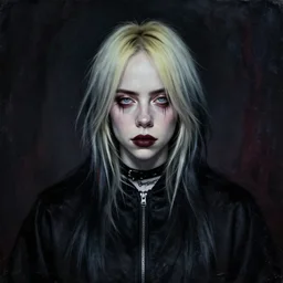 a gothic portrait painting of billie eilish by tim boyle, | demonic | horror themed