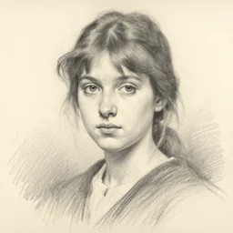 pencil sketch portrait of a girl by John Singer Sargent