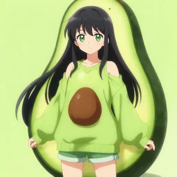 tomoko kuroki dressed as an avocado anime art