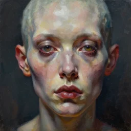 highly detailed and textured painting of a deformed anatomical portrait with dead eyes, emotionally expressive, highly detailed oil painting, impasto brush strokes, soft light, 8 k, cyberpunk colour palette, dramatic composition, dramatic lighting, sharp focus, masterpiece by adrian ghenie and jenny saville and zhang jingna,