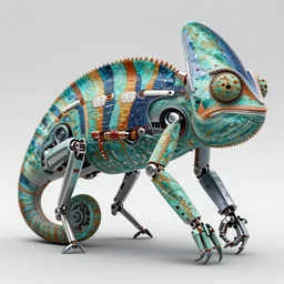 mechanical chameleon, robot, detailed, unreal engine, render 1 2 3 4