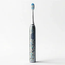 mosaic electric toothbrush, stylized 3d render, isolated on a pure white background, centered, entire object in frame, sharp focus, soft studio lighting
